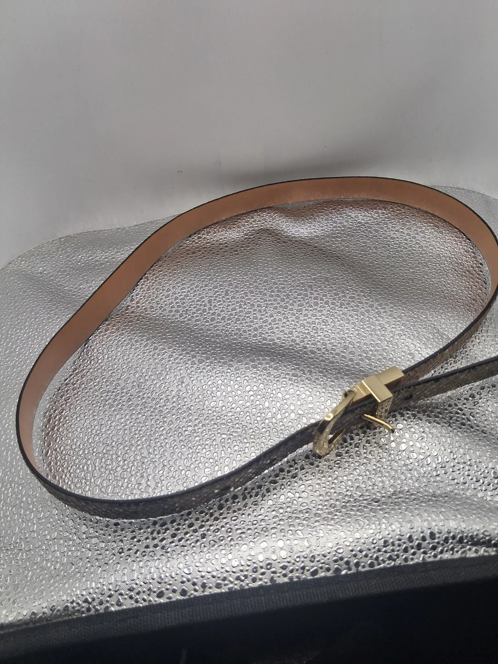 Michael Kors Brown Textured Women's Belt with Gold Buckle